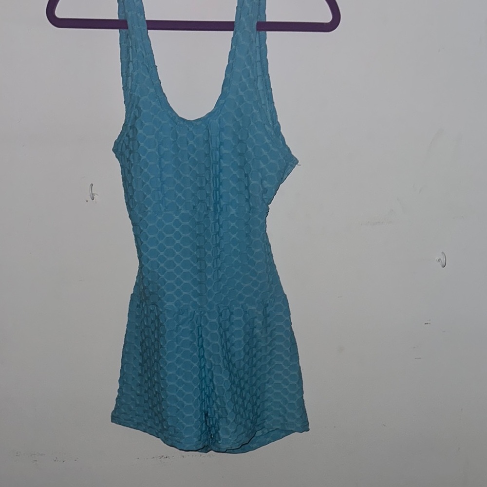 Textured Blue Romper - Picture 4 of 7
